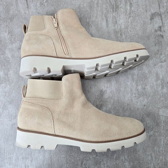 Vionic Ankle Booties Sz 11 Waterproof Tan Beige Suede Orthopedic Comfort Boots - Picture 5 of 12